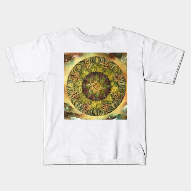 Earthy Mandala Heart Kids T-Shirt by amyliafaizalart